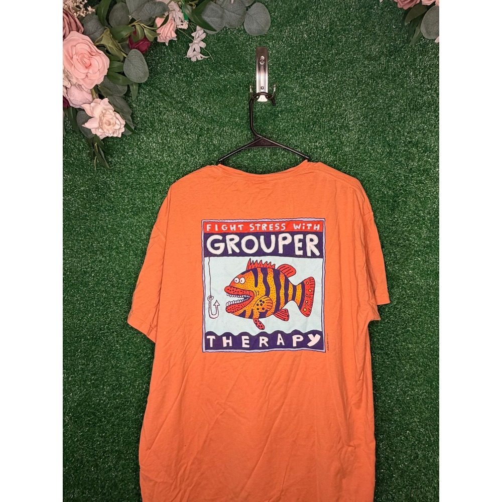 ComfortWash Grouper Therapy Panama City Beach Orange Graphic Tee L